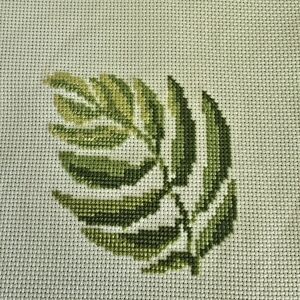 New Green Tropical Floral Leaf Completed Finished Cross Stitch Work Pattern